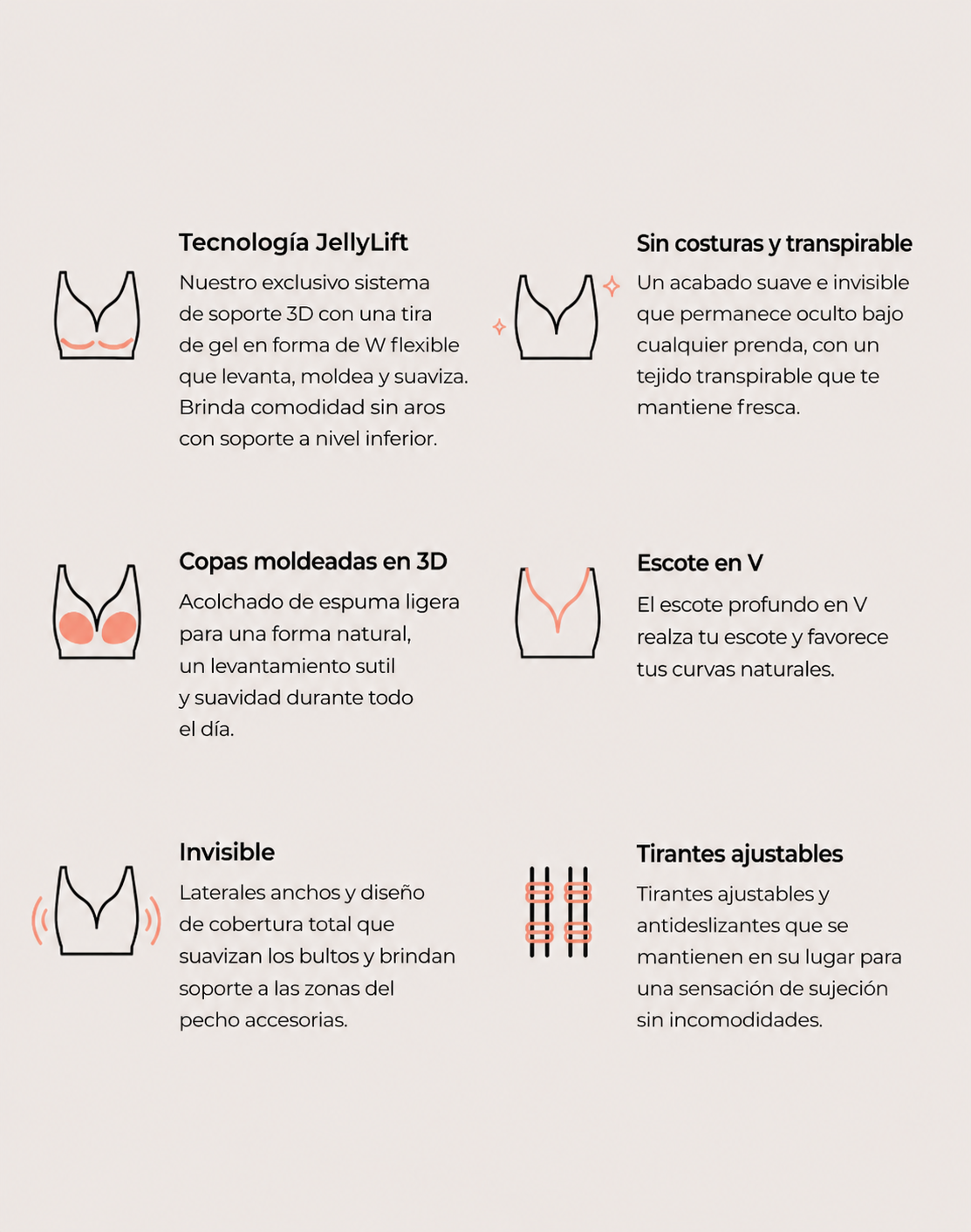 Sujetador Jelly Push-Up Diario Sin Costuras
