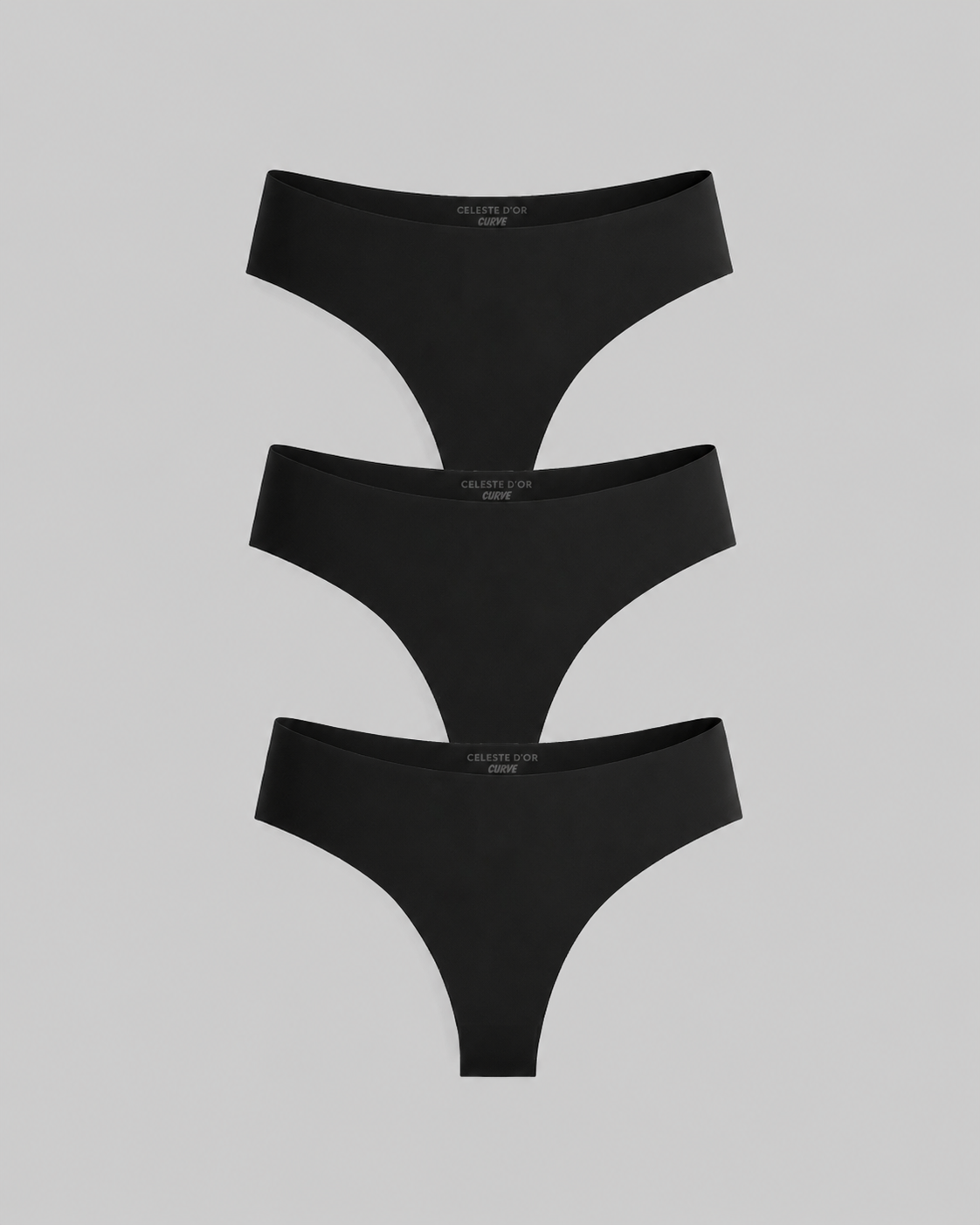 Conjunto de 3 tangas negras sin costuras