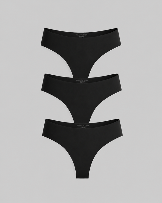 Conjunto de 3 tangas negras sin costuras